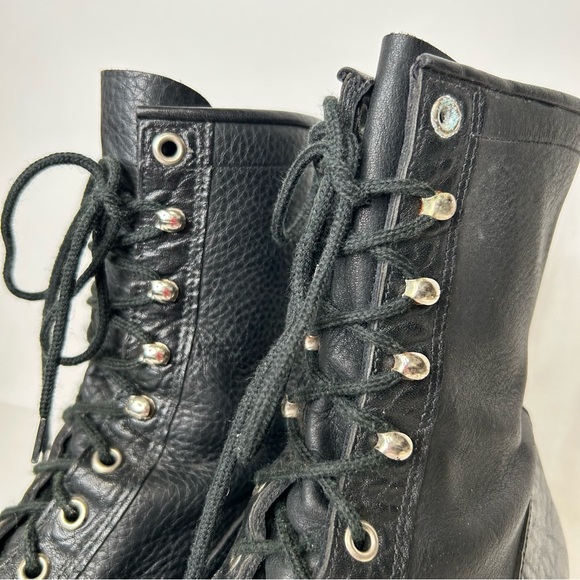 Vintage 90s BOULET Combat Boot LaceUp Pebbled Full Grain Black Leather Punk 9 - Picture 15 of 15